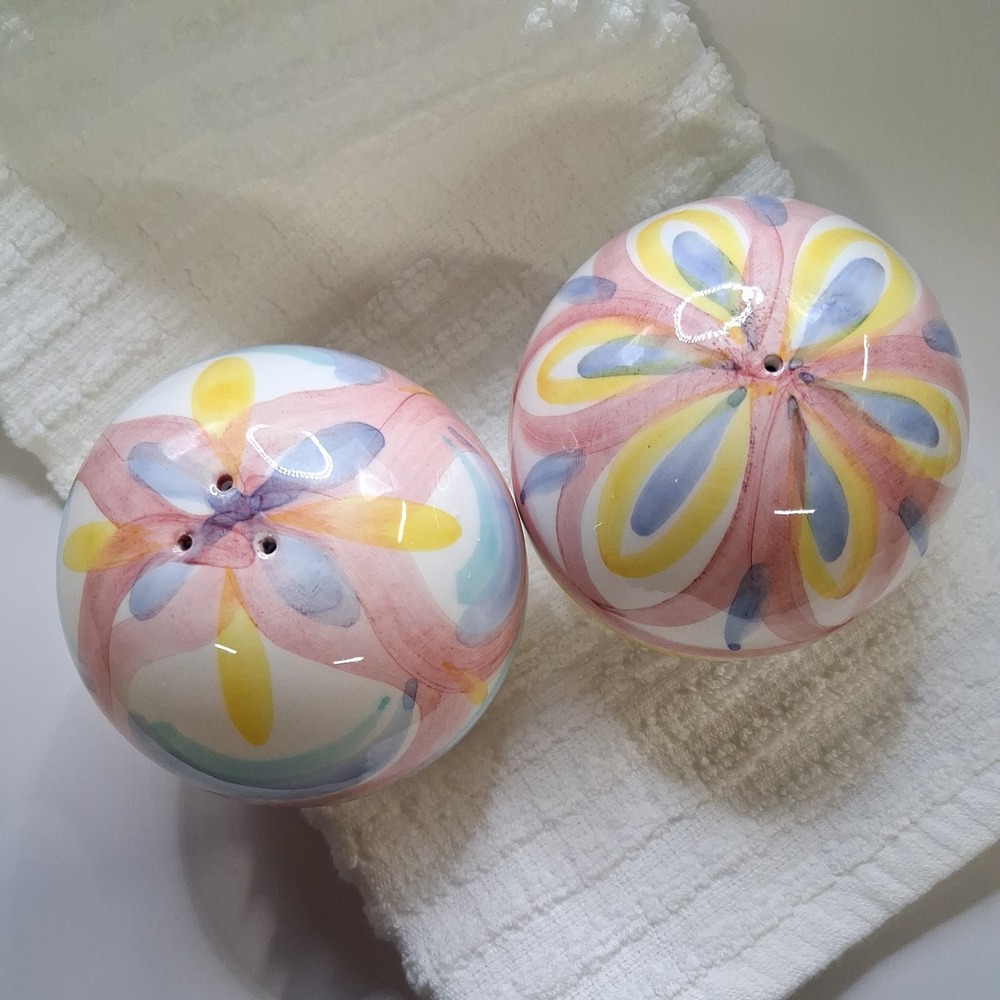 Vintage Vietri Pastel Colored Salt and Pepper Shakers - Italy